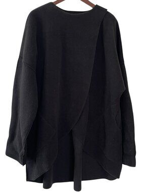 Maralyce Ferree Fleece Wrap Front Coat One Size Black Minimalist Made in Maine